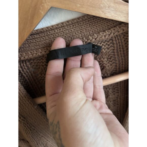 Jenni Kayne Cotton Cable Cardigan Sweater Dark Caramel Size M - Picture 6 of 9